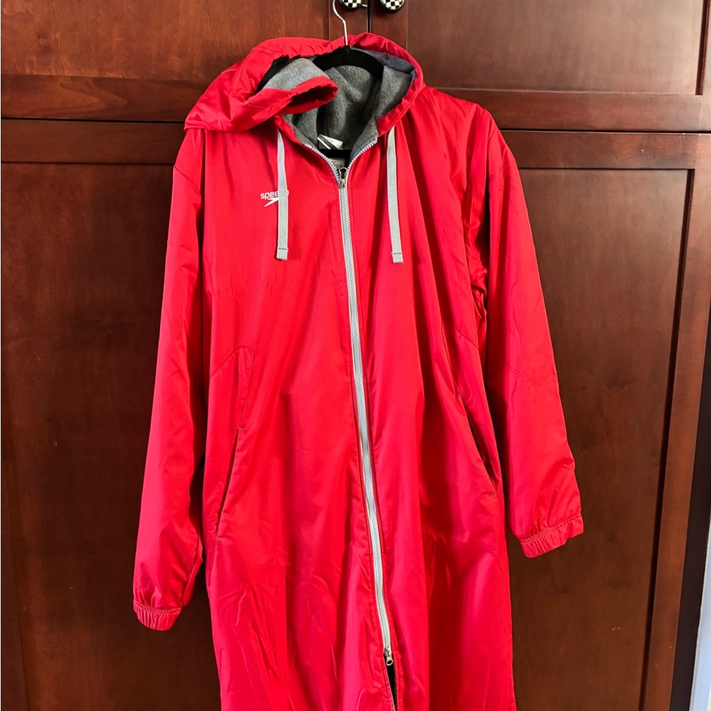 Speedo Red Hooded Long Jacket